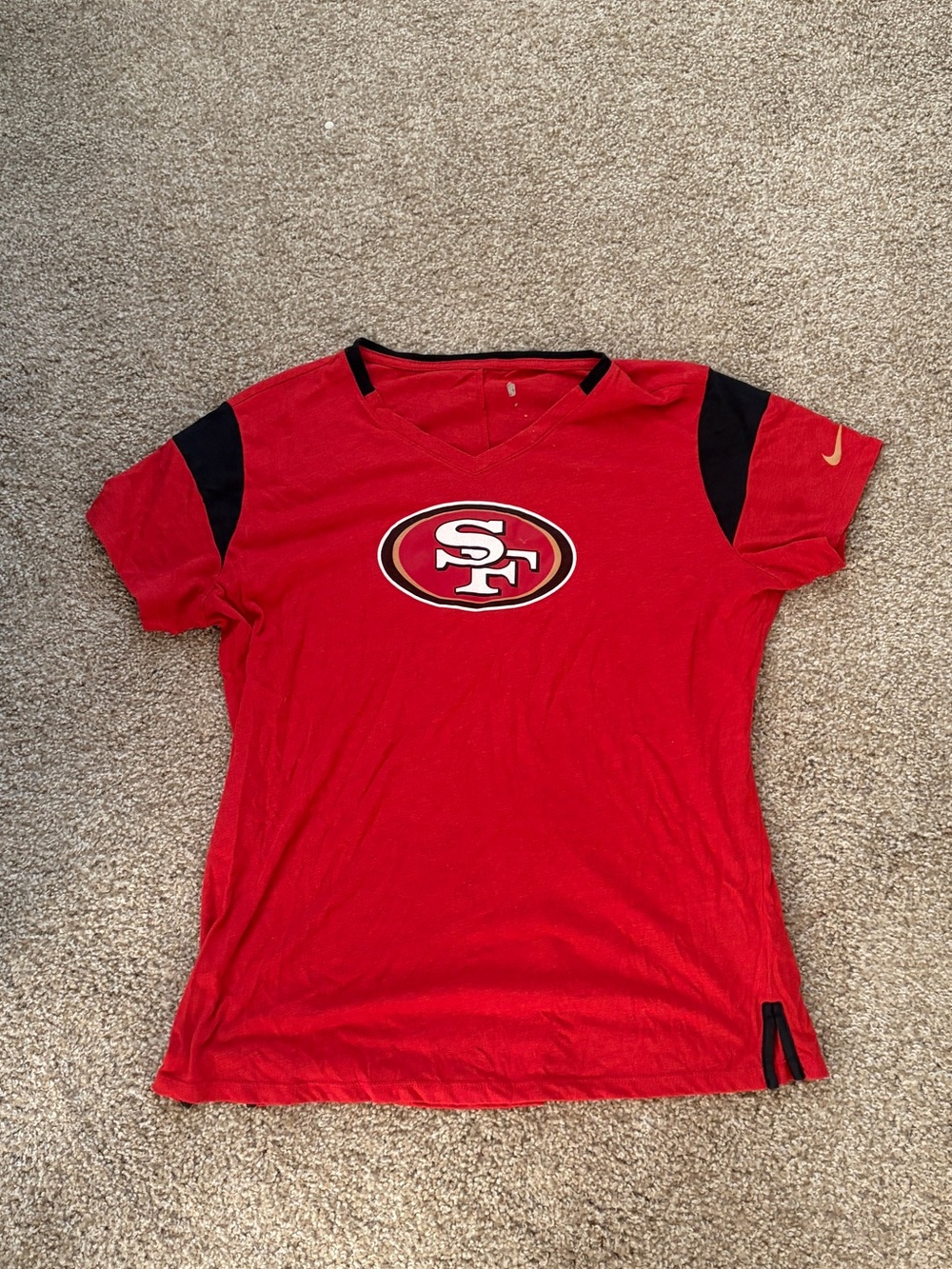 5 for $25 Nike Red and Black San Francisco 49ers Women's V-Neck Tee